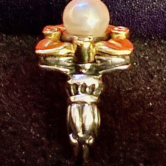 RARE LAGOS Caviar Two-Tone Pearl and Diamond Ring - Size 7 - Picture 4 of 9